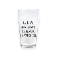 Bicchiere da birra "LA BIRRA NON GONFIA LA PANCIA, LA VALORIZZA"